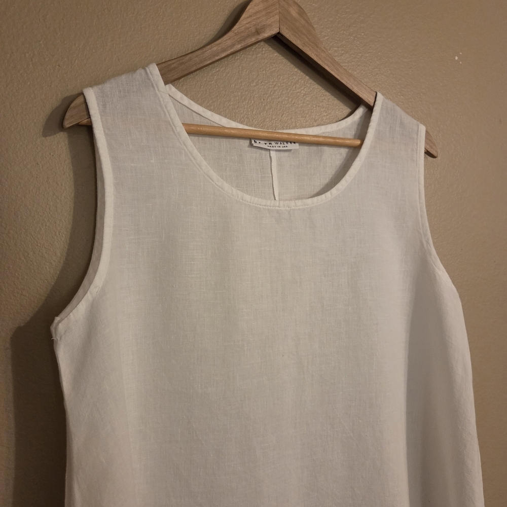 BRYN WALKER 2โ Piece Set White Linen Tunic White Linen Pants Lagenlook Women's L - Picture 2 of 15